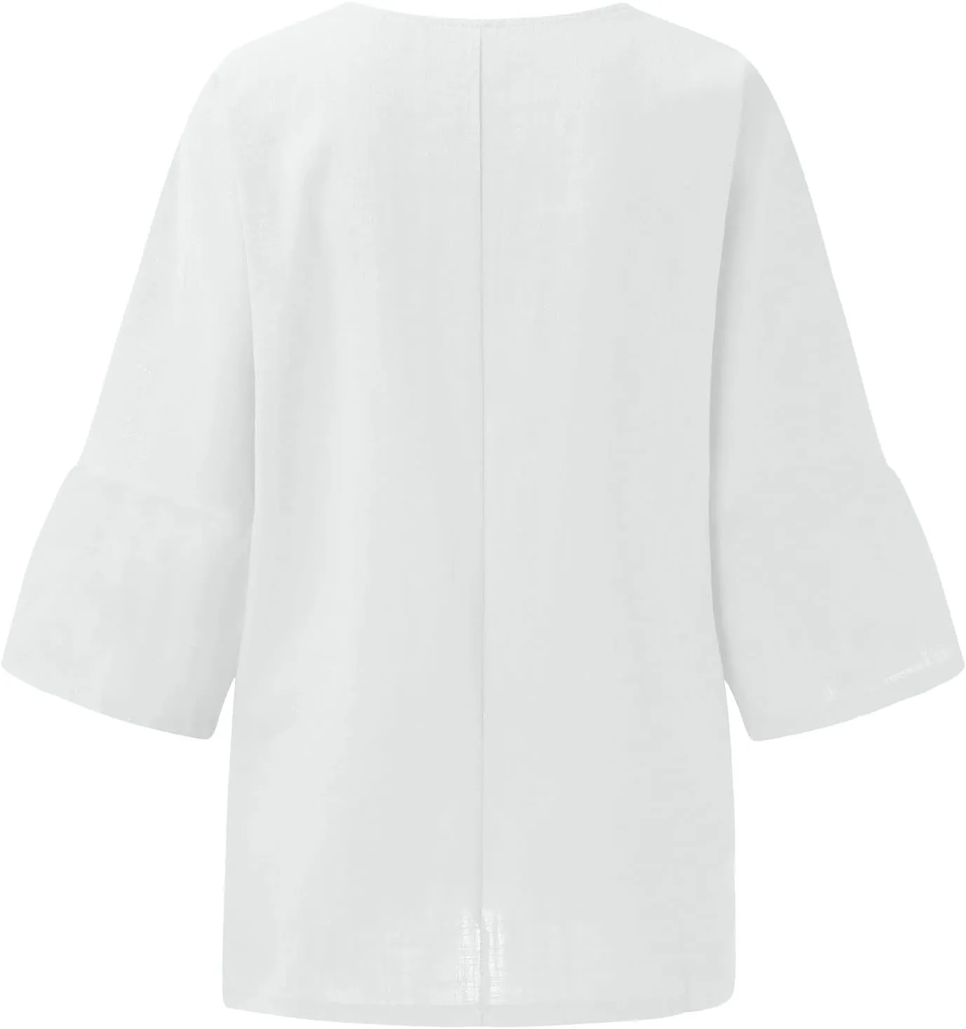 Linen Shirts for Women Plus Size 3/4 Length Sleeve Tops Casual Loose Fit O Neck Split Tunic Tee 2025 Summer Blouse