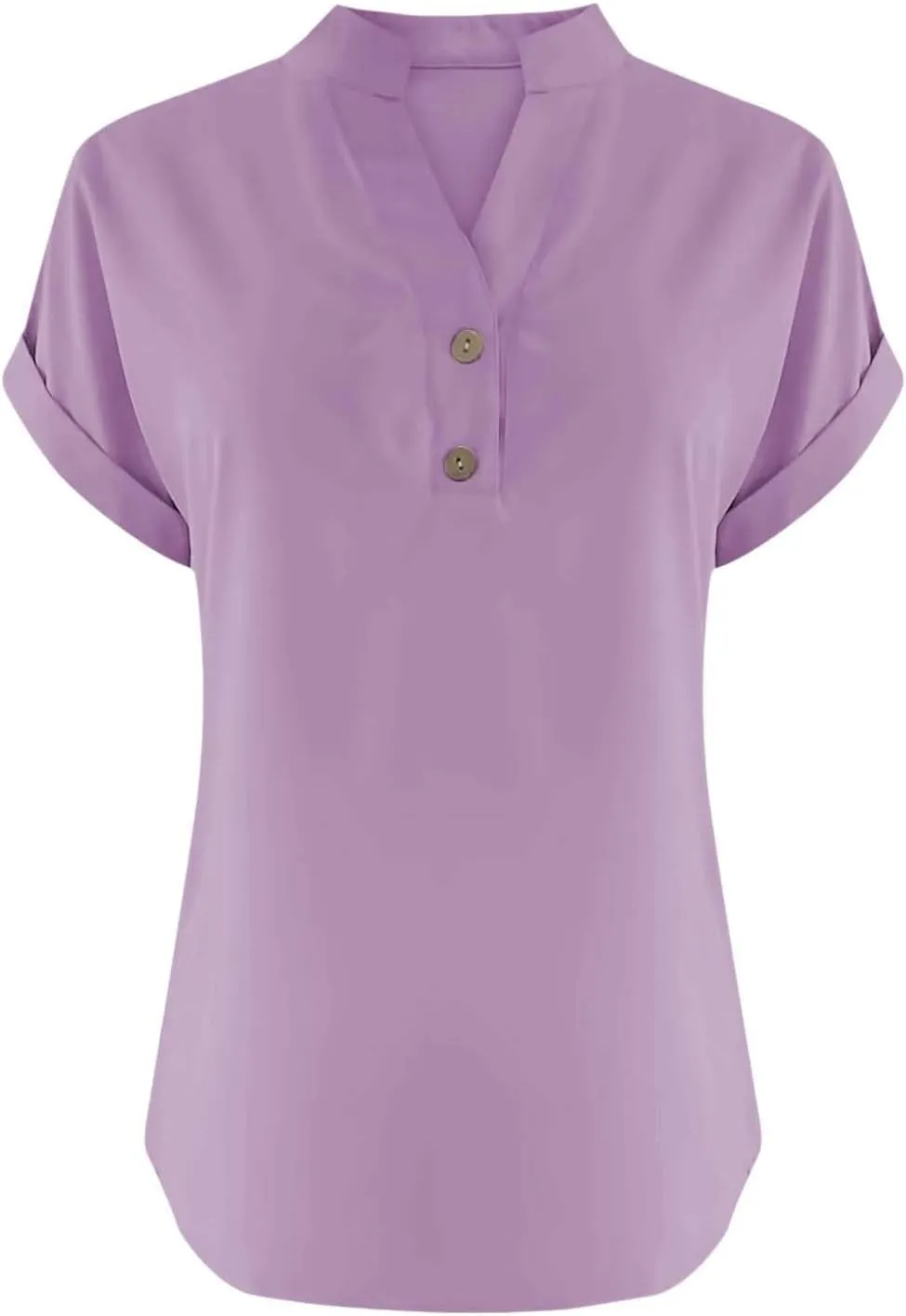 Linen Shirts for Women Summer Short Sleeve Casual Tops Henley Vacation Beach Lounge Button Lightweight Tunic Blouse