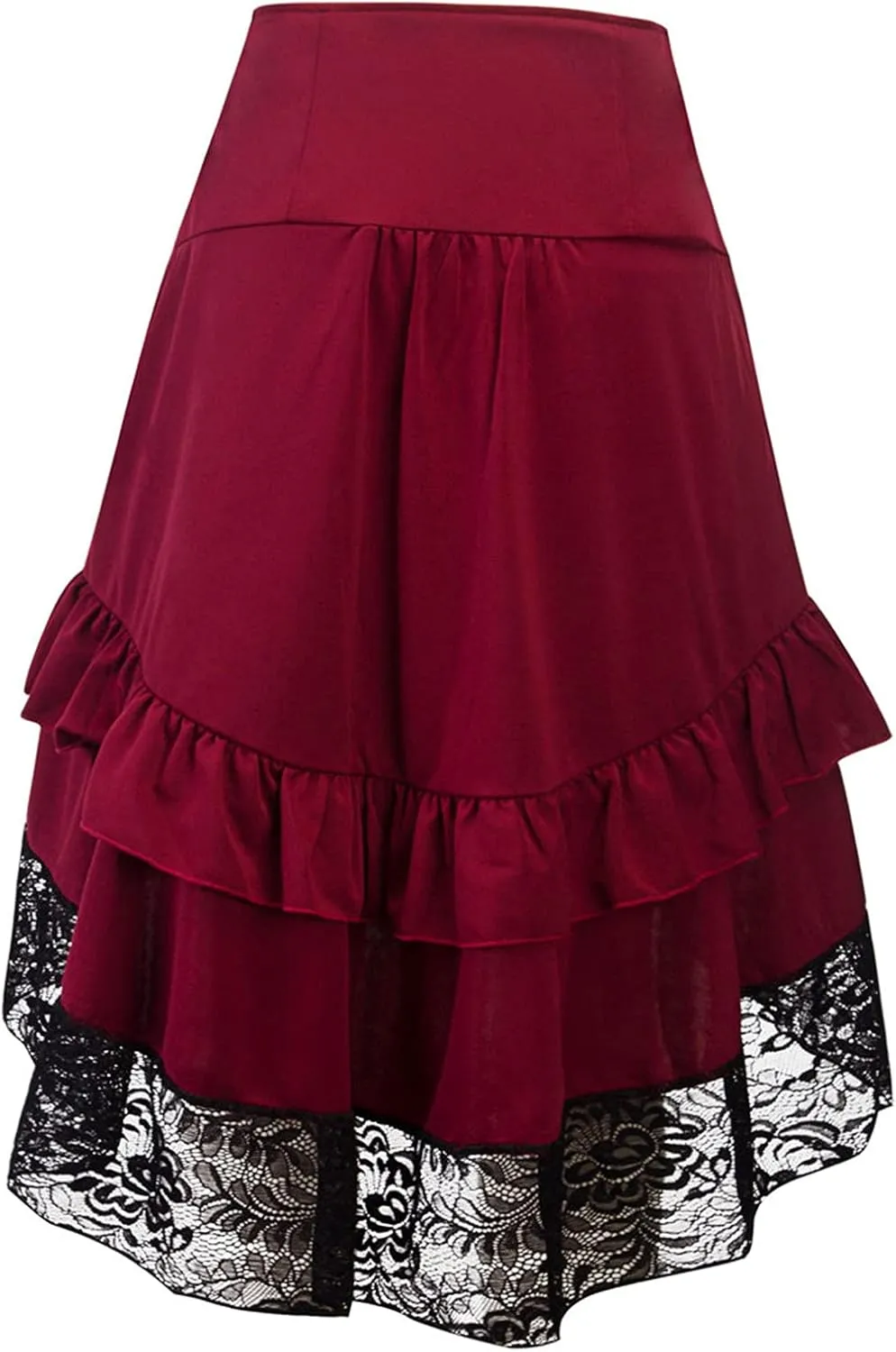 Long Skirts for Women Trendy Lace Patchwork Gothic Party Retro High Elastic Waist Halloween Dress Skirt Clubwear