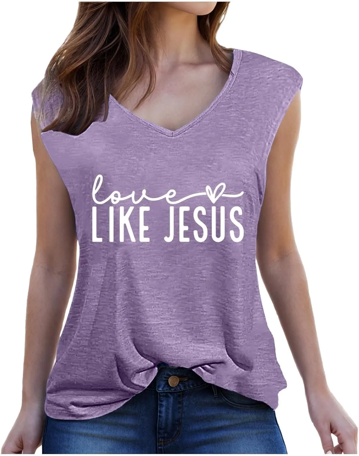 Love Like Jesus Tank Tops for Women Funny Letter Print Sleeveless T Shirts Summer Casual Loose Breathable Tees