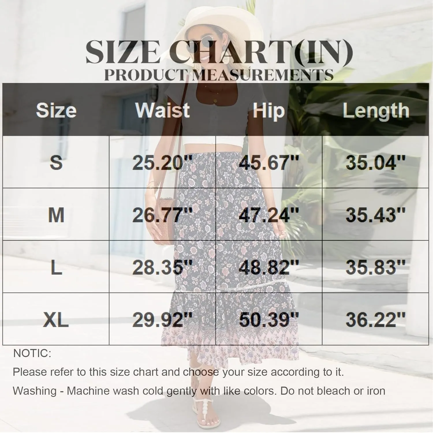 Maxi Skirts for Women 2025 Boho Floral Ruffle Tiered Skirts Flowy High Eloastic Waist Tie Front Beach Vacation Clothes