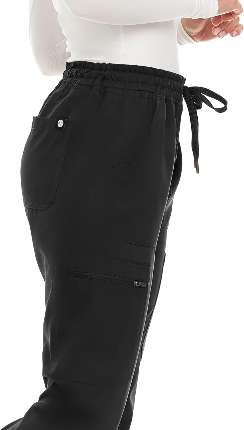 MediChic Women's Seven Pocket Cargo Scrub Pants Joggers with 4-Way Stretch Scrubs, Easy Care for Women