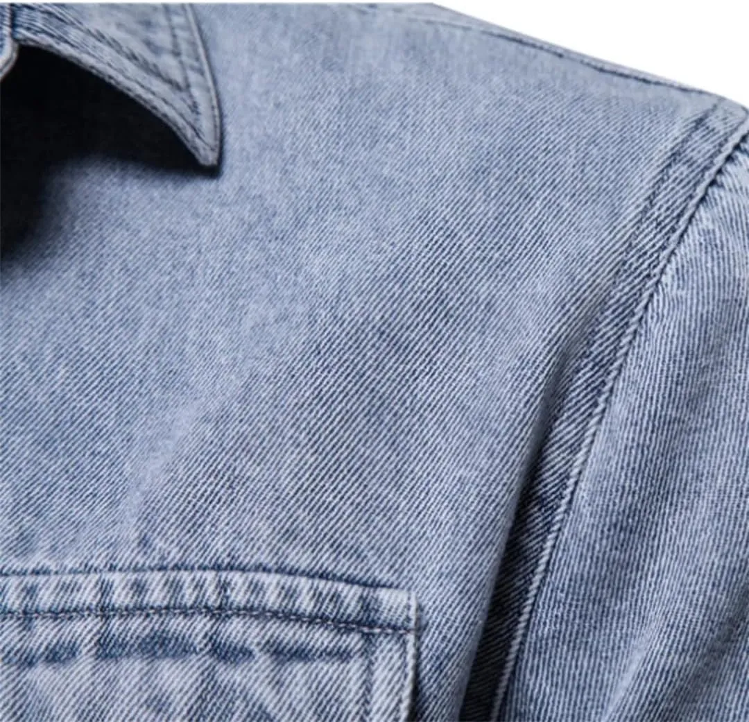Men Denim Jeans Jacket Long Sleeve Slim Outerwear