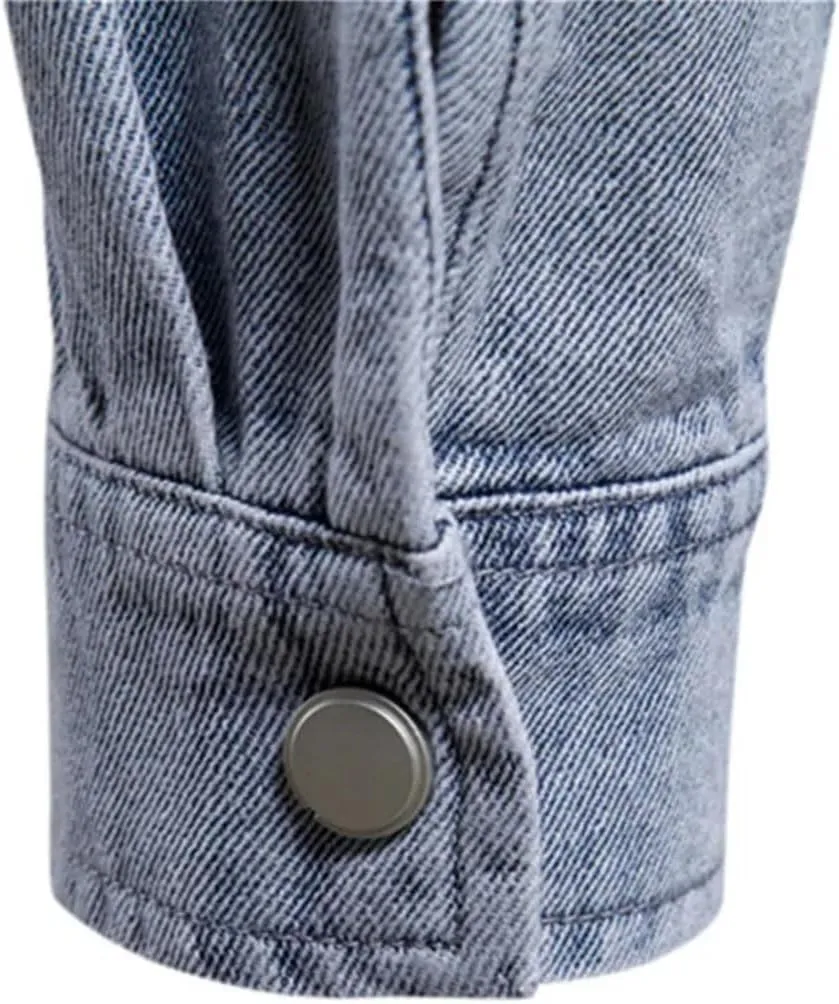 Men Denim Jeans Jacket Long Sleeve Slim Outerwear