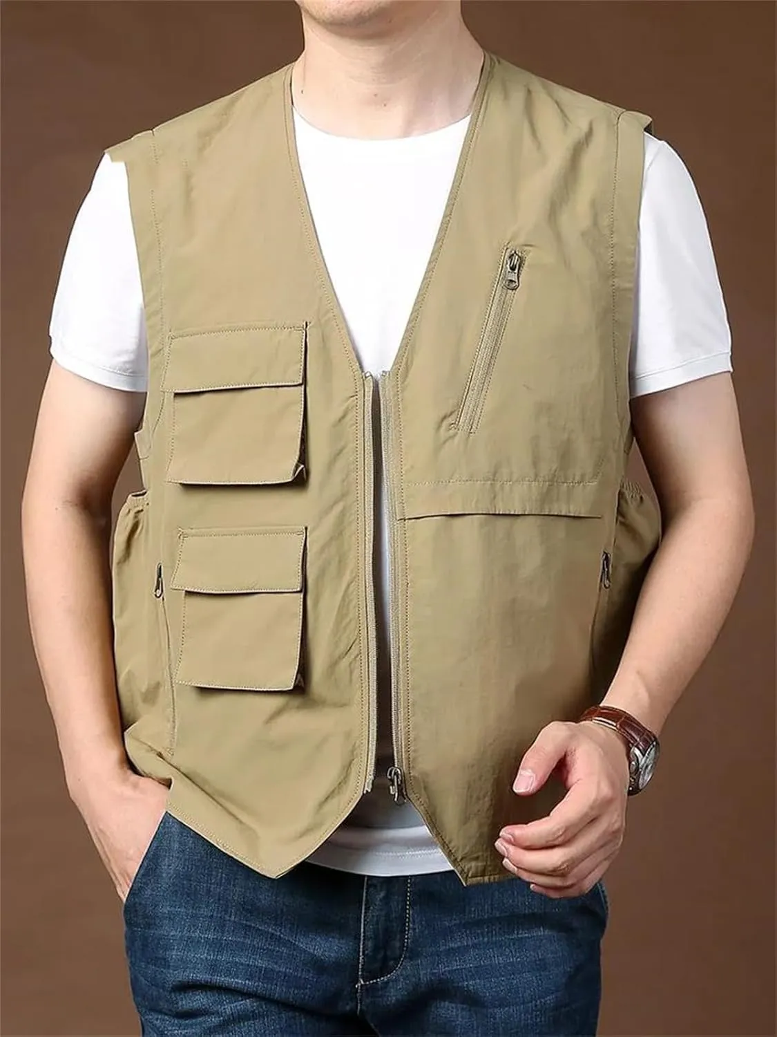 Men Summer Work Vest Coat Tactical Military Motorcyclist Sleeveless Jacket Hunting Motorcycle Vest