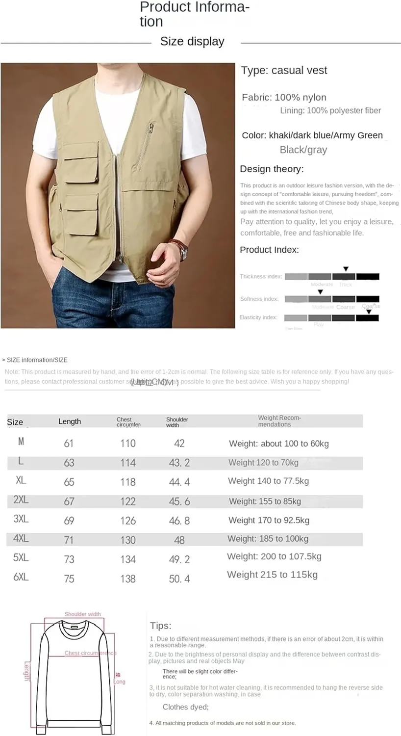 Men Summer Work Vest Coat Tactical Military Motorcyclist Sleeveless Jacket Hunting Motorcycle Vest