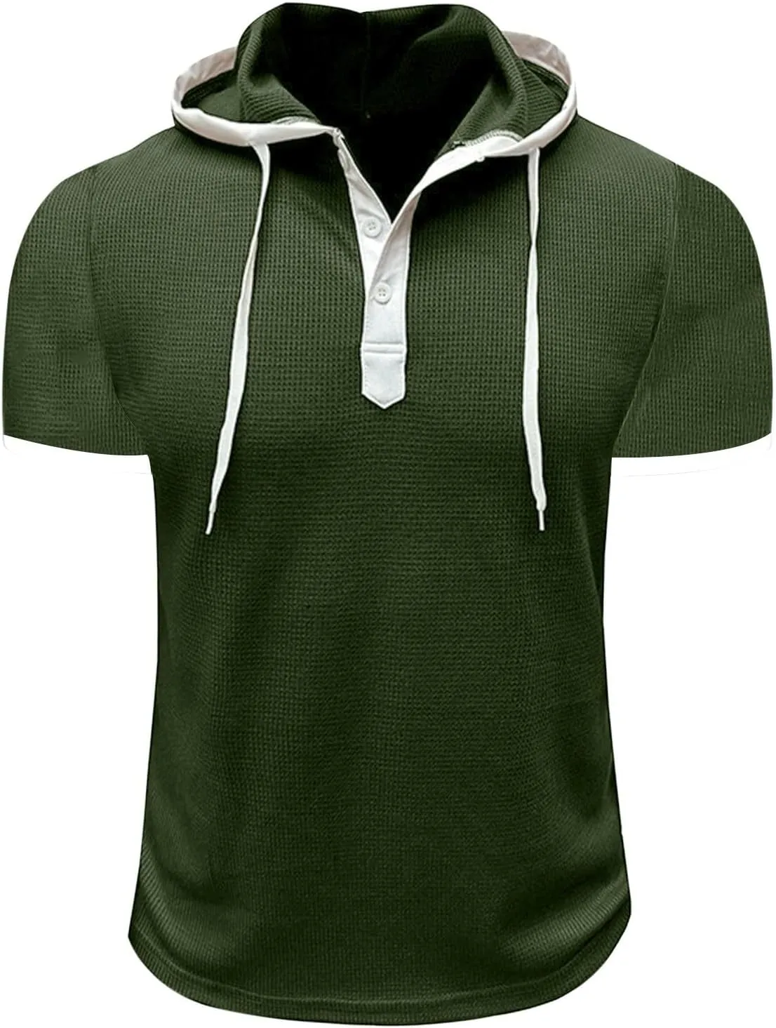 Men Waffle Hooded Tank Tops Bodybuilding Gym Sleeveless Workout Shirts Trendy Athletic Lounge Training Running Shirt
