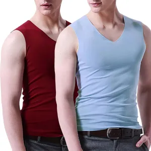 Men's 2 Pack Muscle Cut Off Gym Workout Stringer Tank Tops Quick Dry Soft Muscle Bodybuilding Fitness Cotton T-Shirt