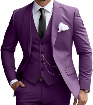 Mens 3 Pieces Classic Suit Wedding Blazer Grooms Jackets Vests Pants Suits