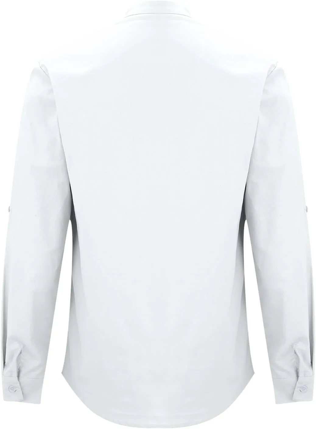 Men's Cargo Henley Long Sleeve T-Shirt Western Stand Collar Cotton Casual Pullover Tee Shirts Button Collared