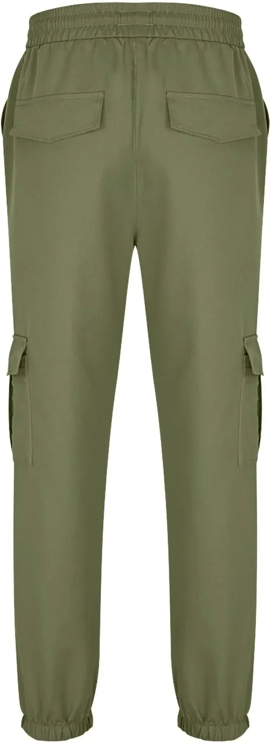 Men's Cargo Pants Joggers Drawstring Waist Multi Pocket Bottoms Loose Fit for Streetwear Gym or Travel