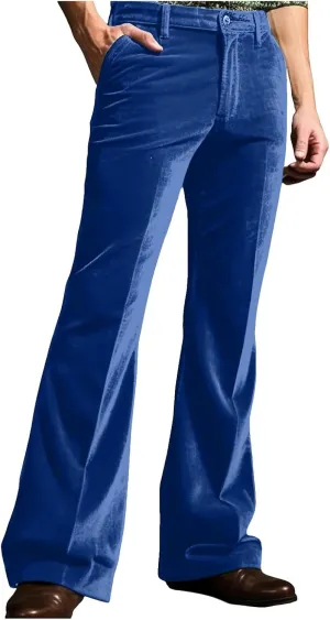 Mens Casual Bell - Bottoms Pants Smoothing Vintage Classic Straight Leg Loose Fit Trousers Dance Party Trousers