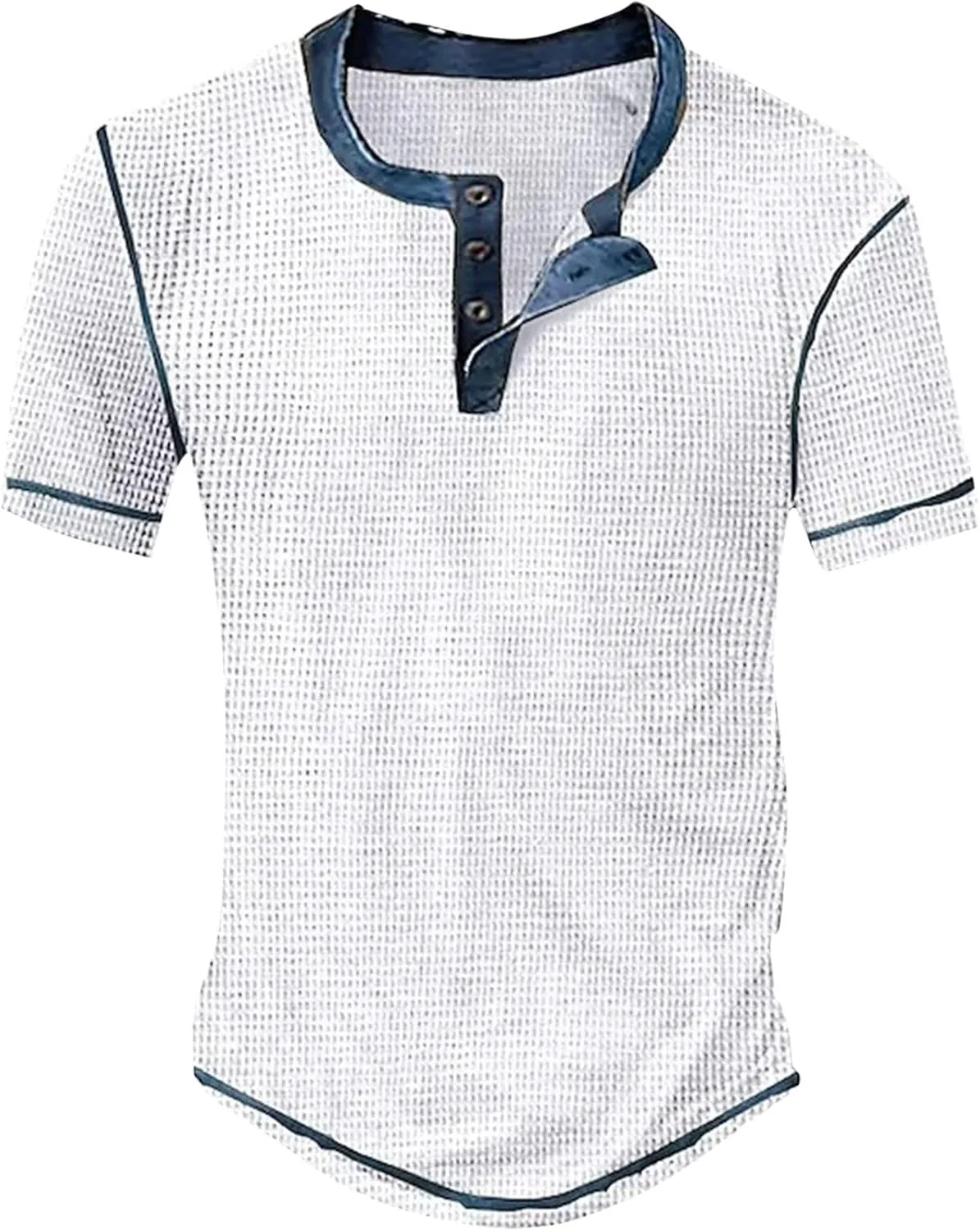 Men's Distressed Henley Shirts Retro Short Sleeve Button Down Shirt Summer Casual Washed Basic T-Shirt Y2K Goth Tops