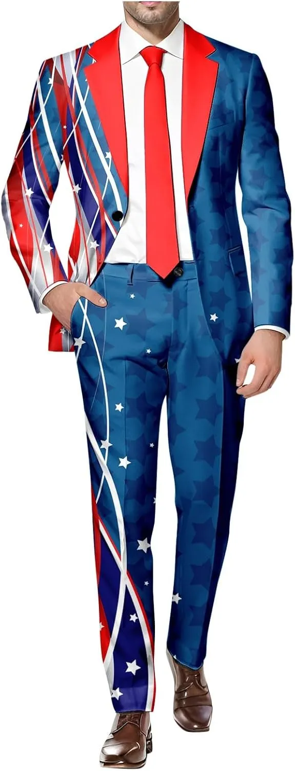 Men's Easter Bunny Suit 2 Piece Slim Fit Suit Set Birthday Wedding Party Tuxedo Suits Blazer Jacket Pants