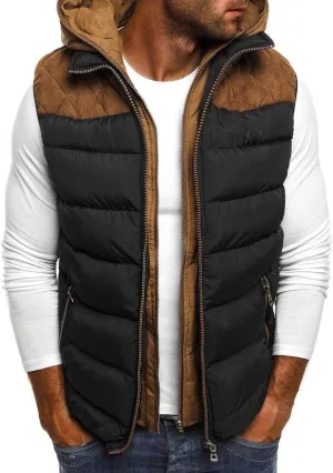 Men's Hooded Puffer Vest Sleeveless Zip Up Padded Jackets Coat Light Quilted Gilet Plus Size Cropped Puffer Vest