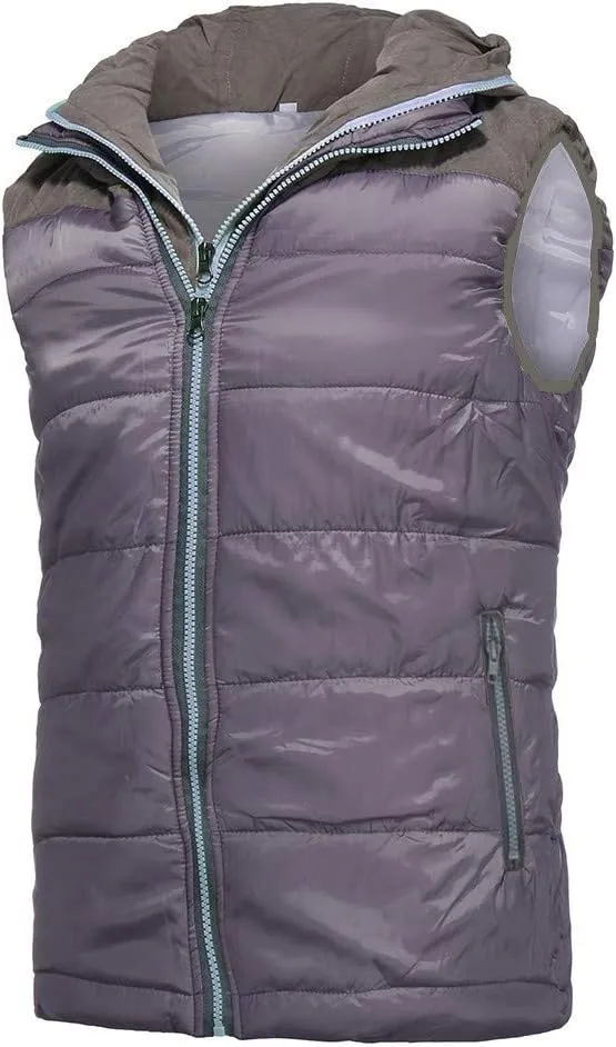 Men's Hooded Puffer Vest Sleeveless Zip Up Padded Jackets Coat Light Quilted Gilet Plus Size Cropped Puffer Vest