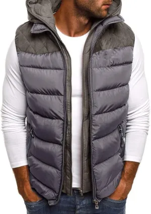 Men's Hooded Puffer Vest Sleeveless Zip Up Padded Jackets Coat Light Quilted Gilet Plus Size Cropped Puffer Vest
