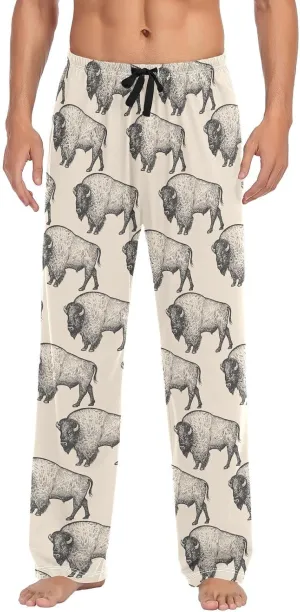 Men's Pajama Pants Super Soft North America Bison Sleep Lounge Pants Pjs Bottoms with Pockets