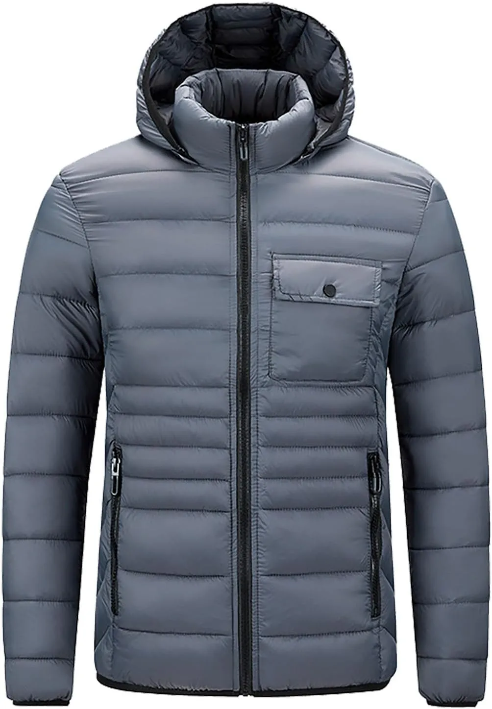 Mens Puffer Jackets Winter Hooded Coats Thicken Warm Overcoats Quilted Down Jacket Zipper Parka Coat Trendy Outerwear