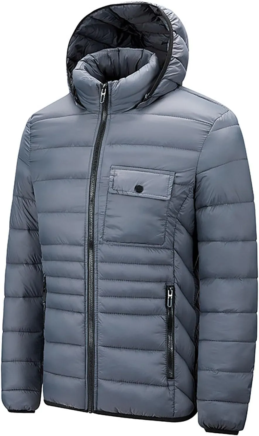 Mens Puffer Jackets Winter Hooded Coats Thicken Warm Overcoats Quilted Down Jacket Zipper Parka Coat Trendy Outerwear