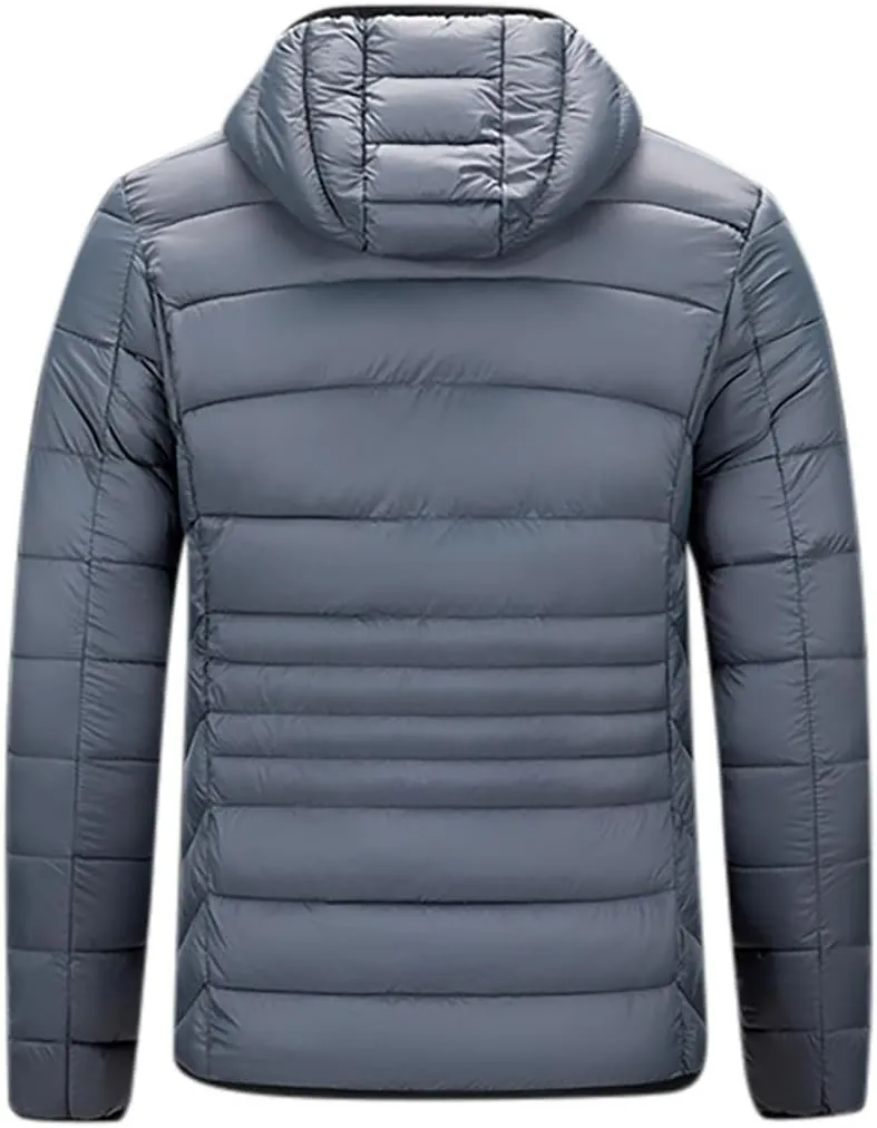 Mens Puffer Jackets Winter Hooded Coats Thicken Warm Overcoats Quilted Down Jacket Zipper Parka Coat Trendy Outerwear