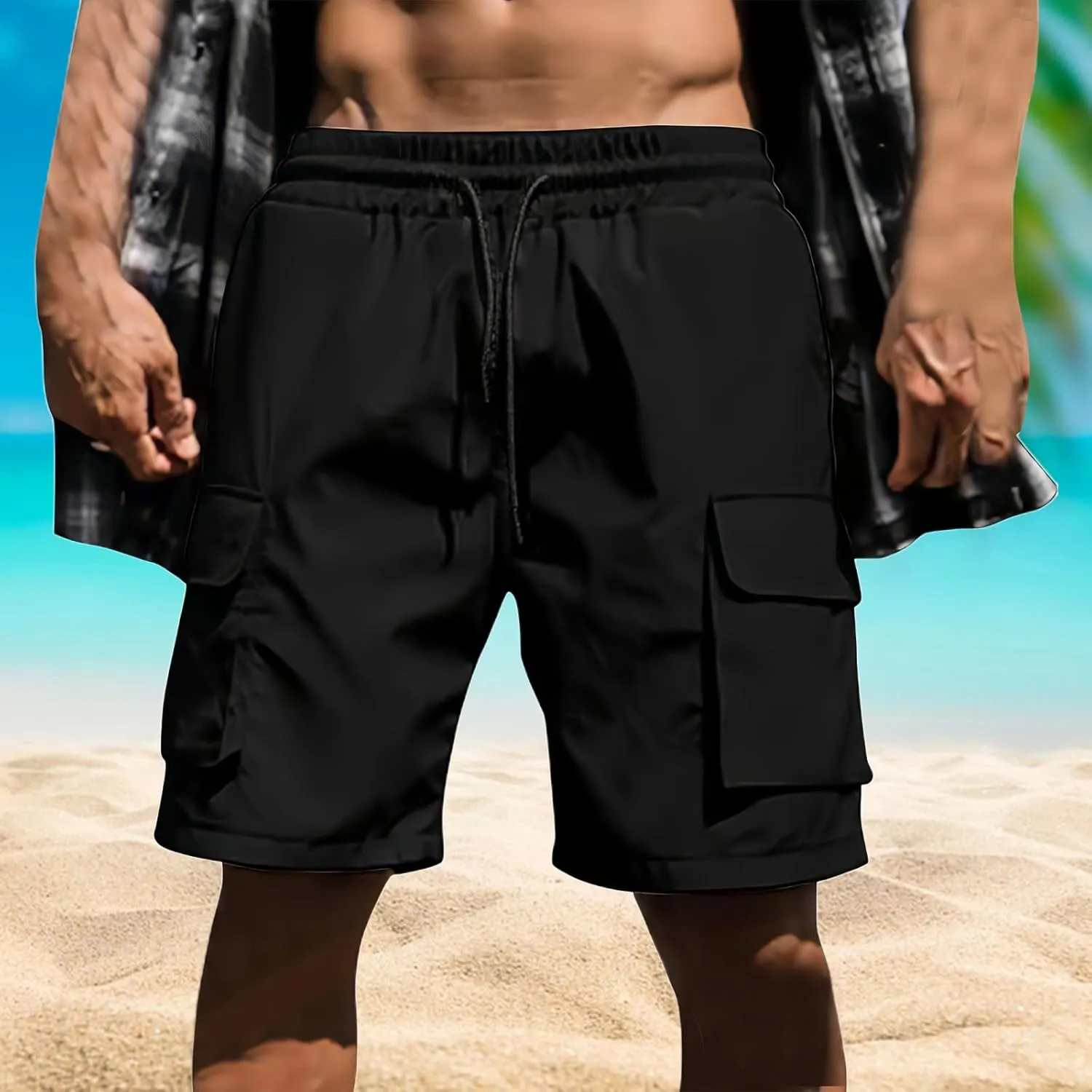 Mens Running Shorts Quick Dry Gym Athletic Workout Shorts Sports Split Bottoms for Men with Pockets
