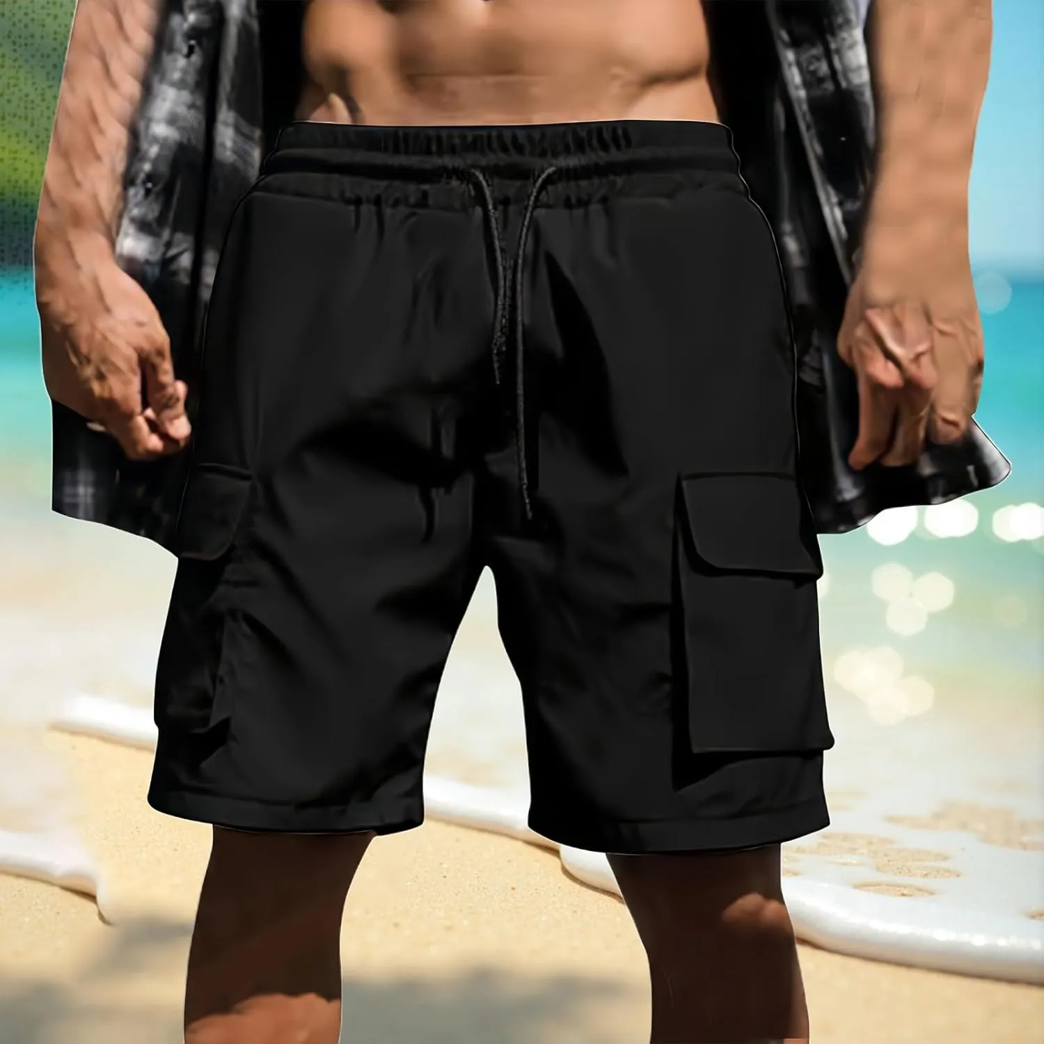 Mens Running Shorts Quick Dry Gym Athletic Workout Shorts Sports Split Bottoms for Men with Pockets