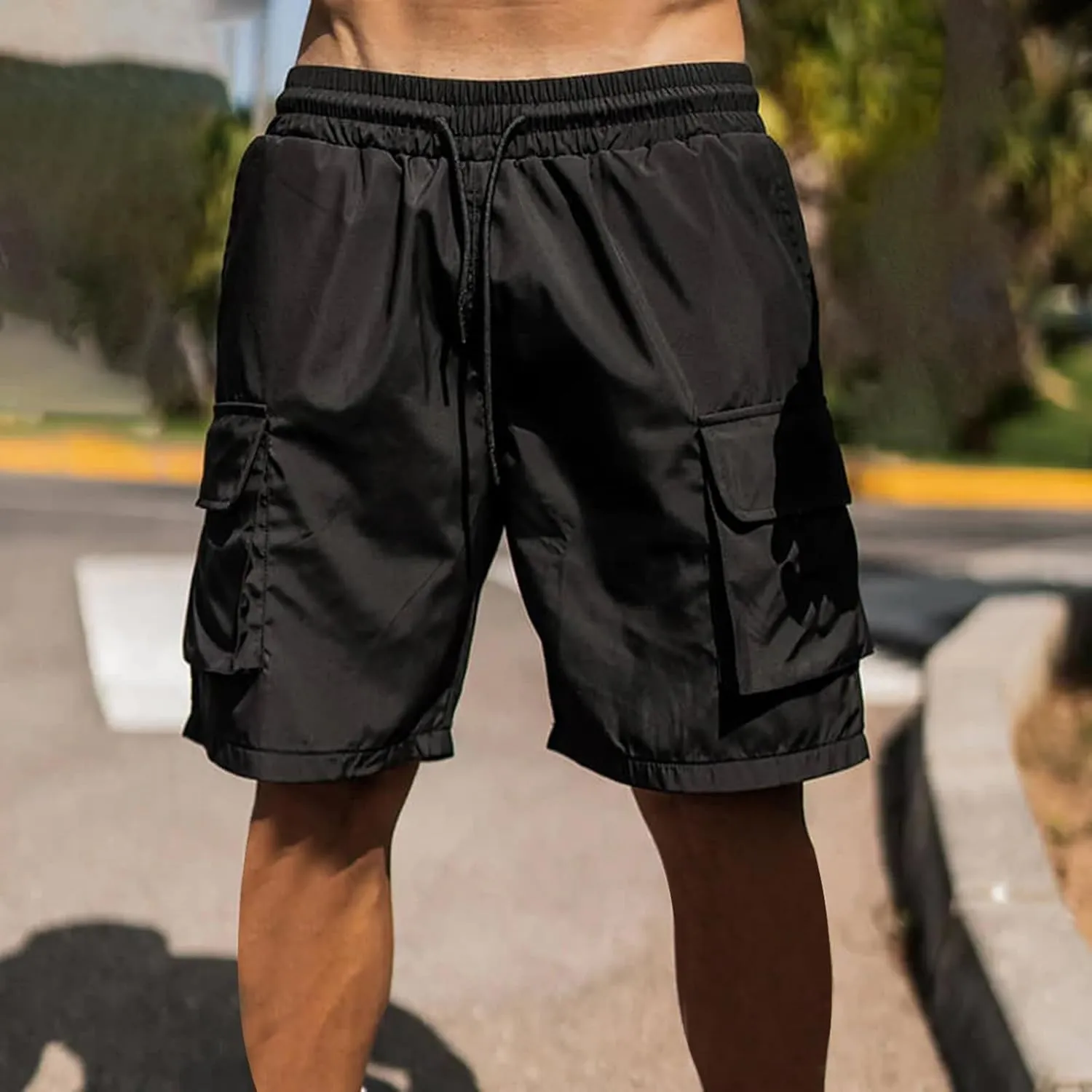 Mens Running Shorts Quick Dry Gym Athletic Workout Shorts Sports Split Bottoms for Men with Pockets