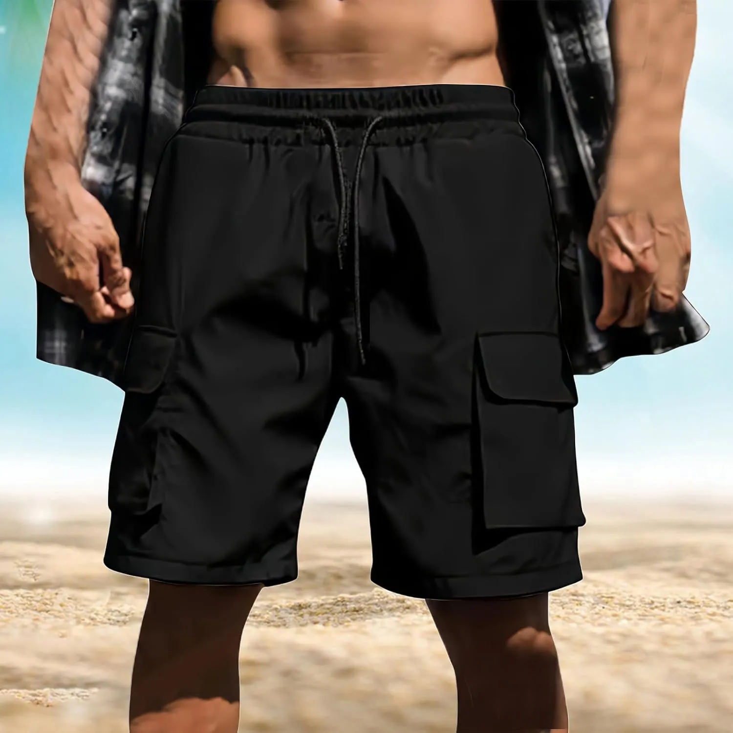 Mens Running Shorts Quick Dry Gym Athletic Workout Shorts Sports Split Bottoms for Men with Pockets