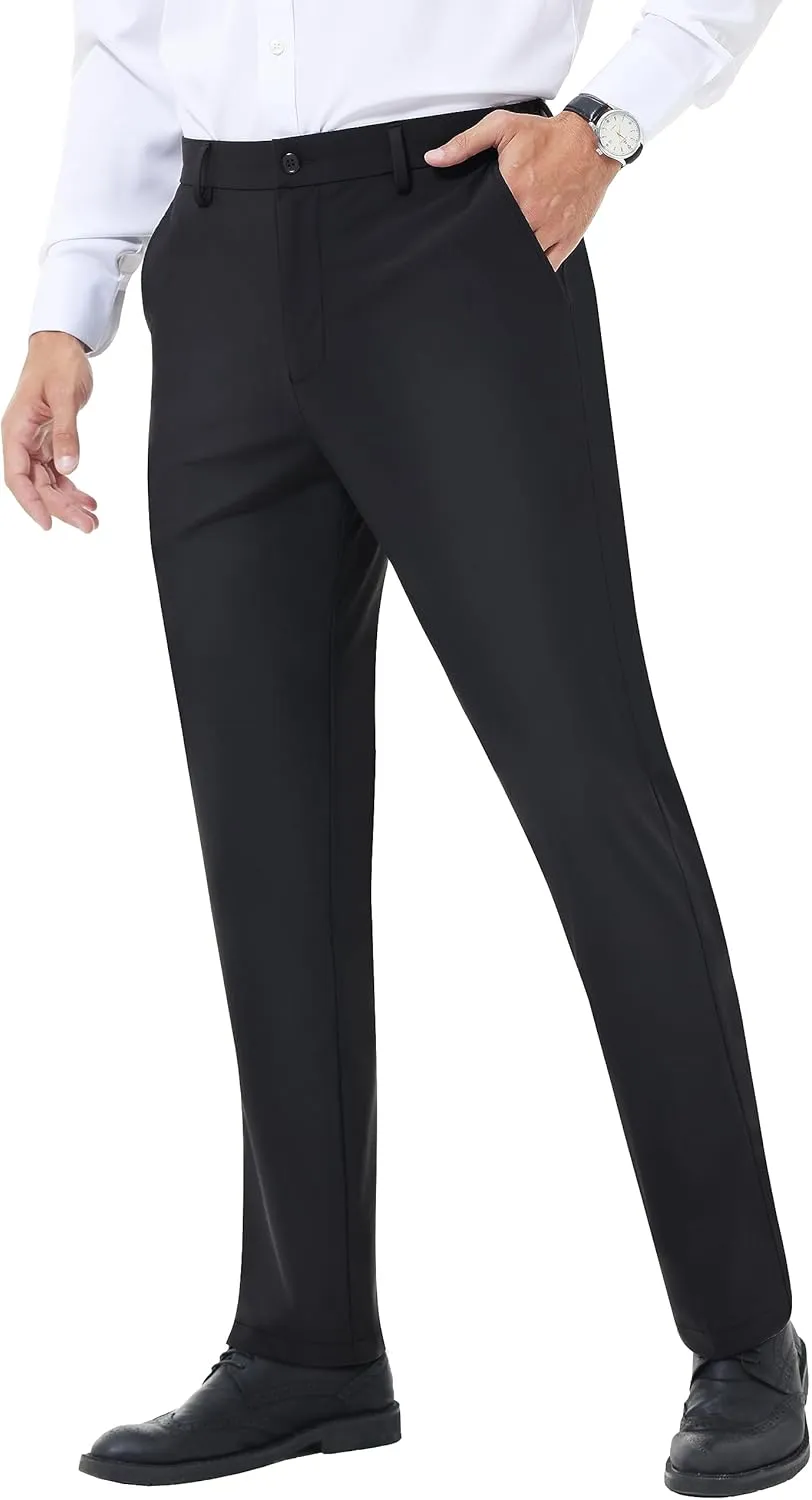 Mens Stretch Dress Pants Slim Fit Dress Pants for Men Expandable Waist Casual Dress Pants Athletic Golf Pants