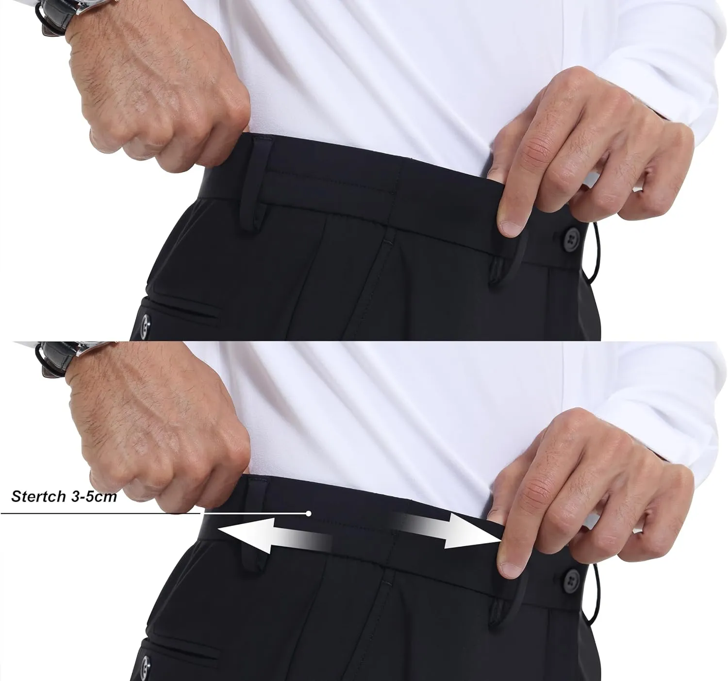 Mens Stretch Dress Pants Slim Fit Dress Pants for Men Expandable Waist Casual Dress Pants Athletic Golf Pants