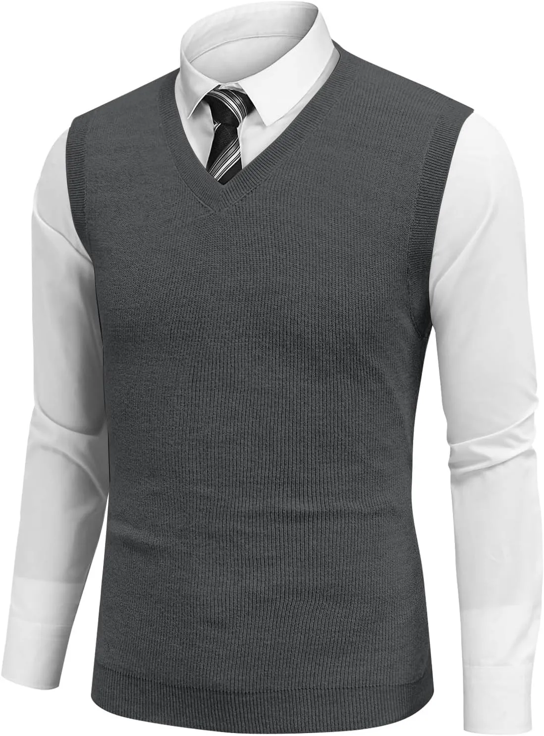 Mens Sweater Vest Relaxed Fit V Neck Sleeveless Knitted Pullover Casual Spring and Fall Sweater Vest
