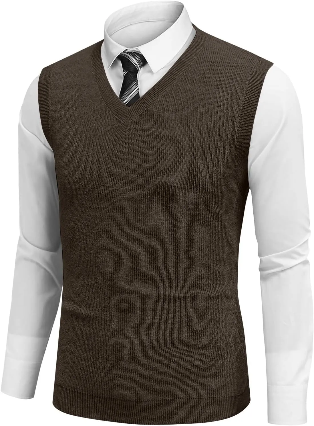 Mens Sweater Vest Relaxed Fit V Neck Sleeveless Knitted Pullover Casual Spring and Fall Sweater Vest