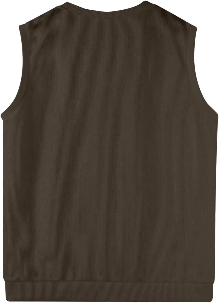 Mens Sweater Vest Relaxed Fit V Neck Sleeveless Knitted Pullover Casual Spring and Fall Sweater Vest