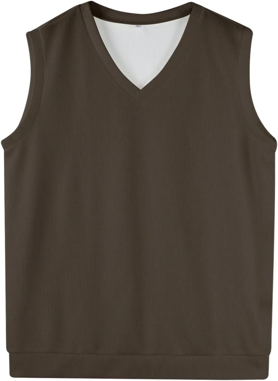 Mens Sweater Vest Relaxed Fit V Neck Sleeveless Knitted Pullover Casual Spring and Fall Sweater Vest