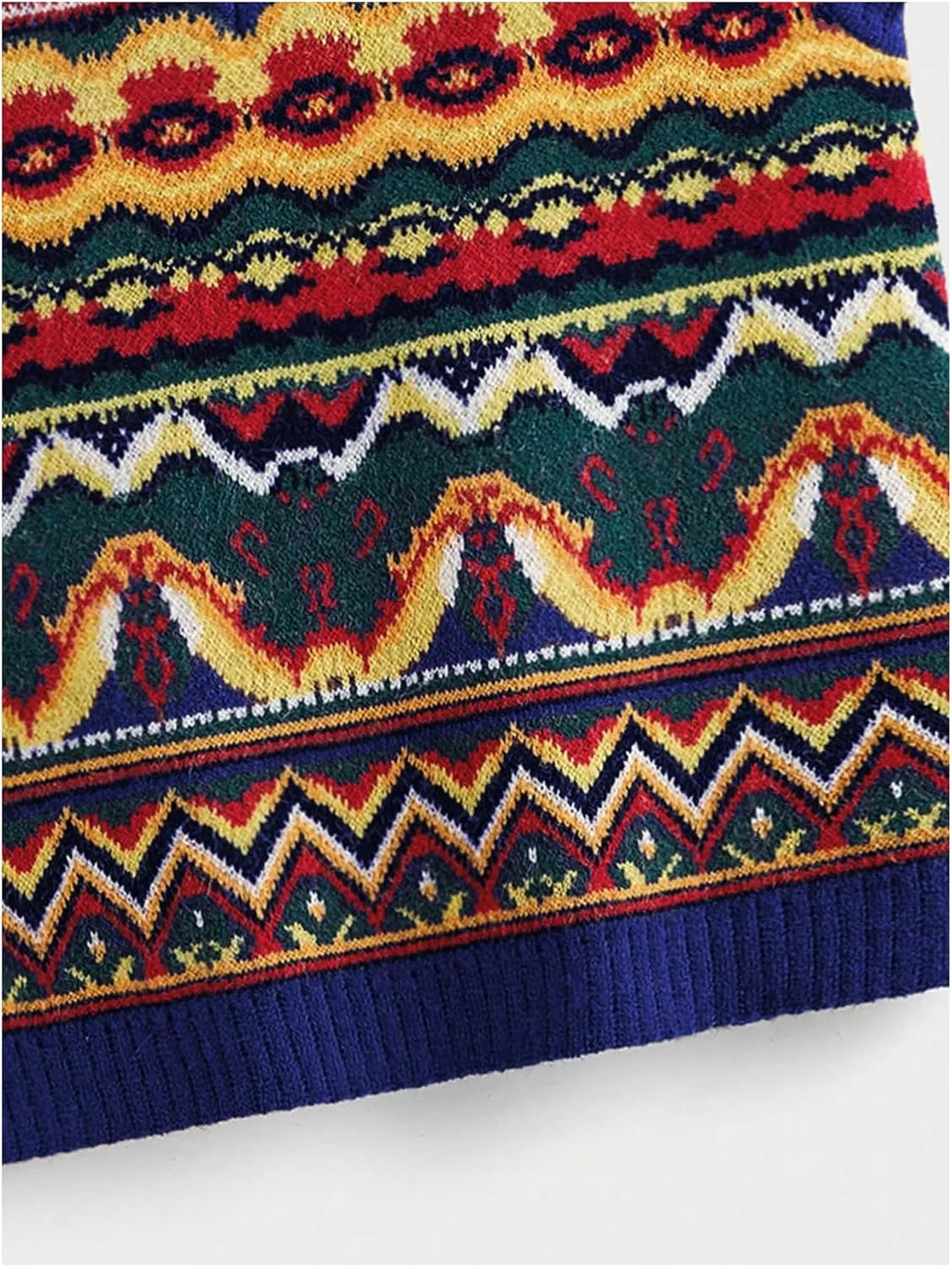 Men's Tribal Print Sweater Vests V Neck Sleeveless Knitted Tank Tops Streetwear