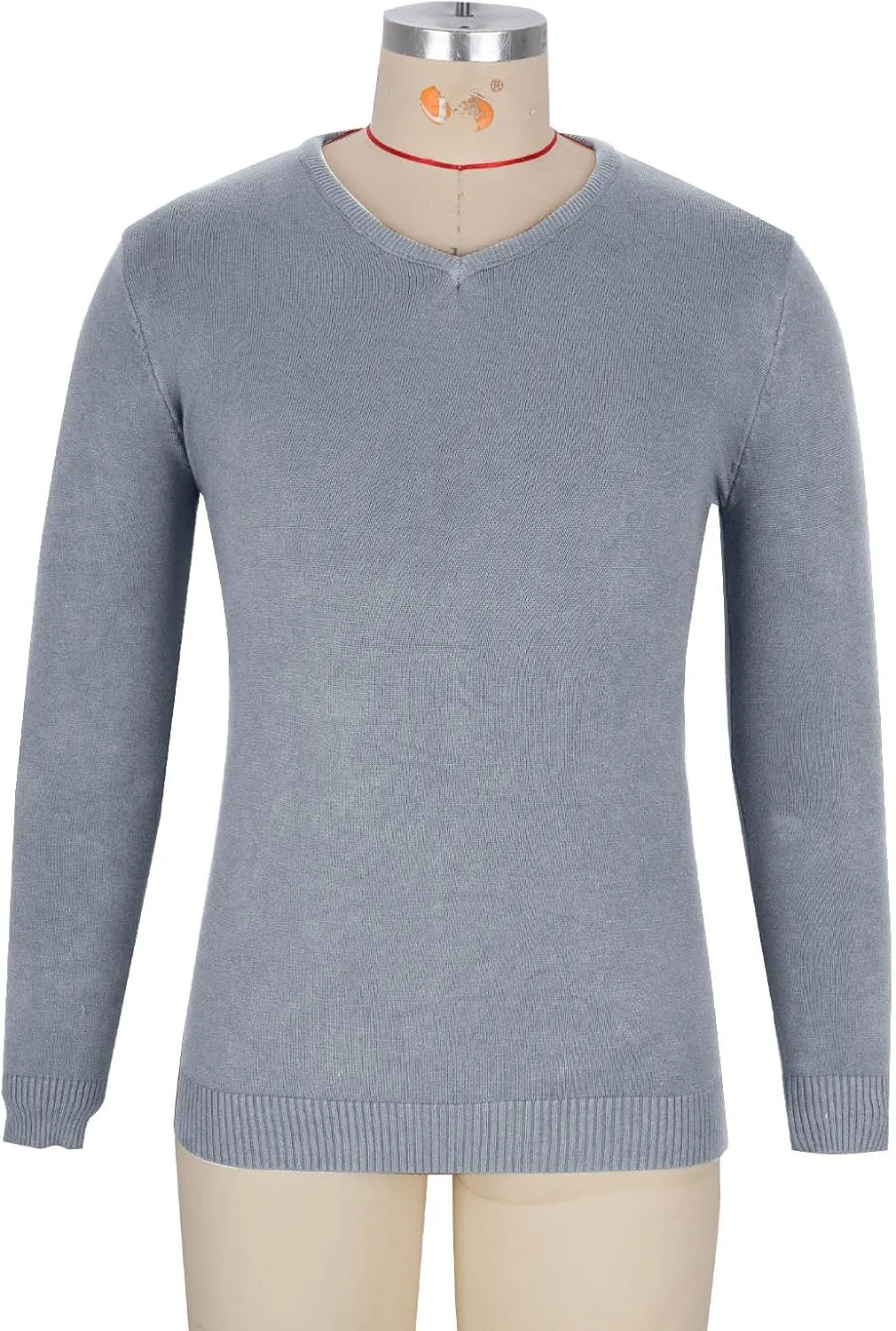 Men's V Neck Sweater Casual Solid Knitted Long Sleeved Pullover Tops Lightweight Slim Fit Classic Dressy Sweater