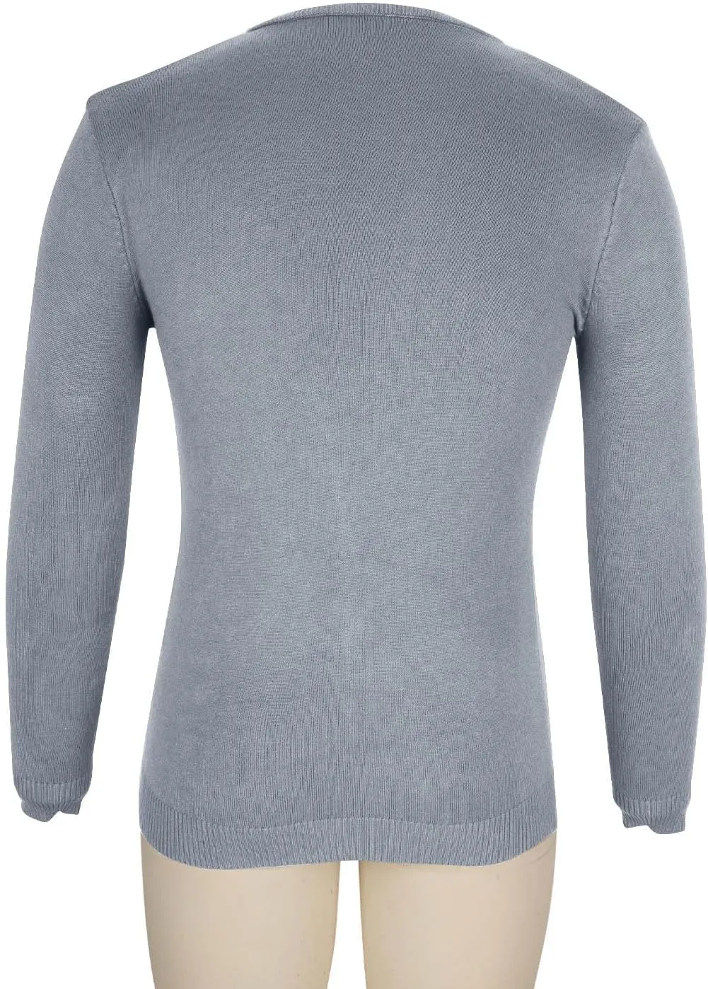 Men's V Neck Sweater Casual Solid Knitted Long Sleeved Pullover Tops Lightweight Slim Fit Classic Dressy Sweater