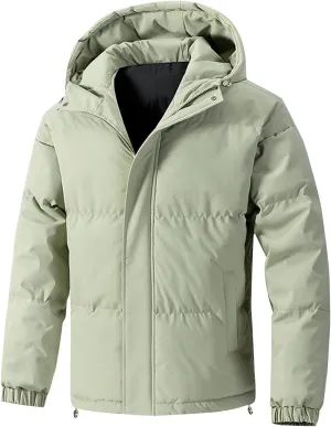 Mens Winter Puffer Jackets Warm Down Coats Zip Up Hoodies Padded Quilted Jacket Puffy Parka Overcoats Thick Outerwear