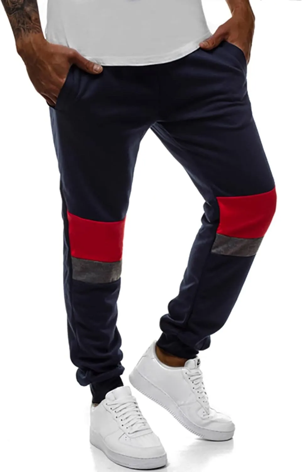 Mens Workout Cargo Sweatpants Men's Heavyweight Sweatpants Fleece Lined with Pockets Open Bottom Cargo Pants Elastic