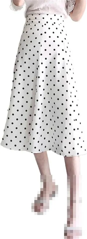 Mid-Length high-Waist Hong Kong-Style A-line Skirt for Women,Spring,Office Flared Skirt