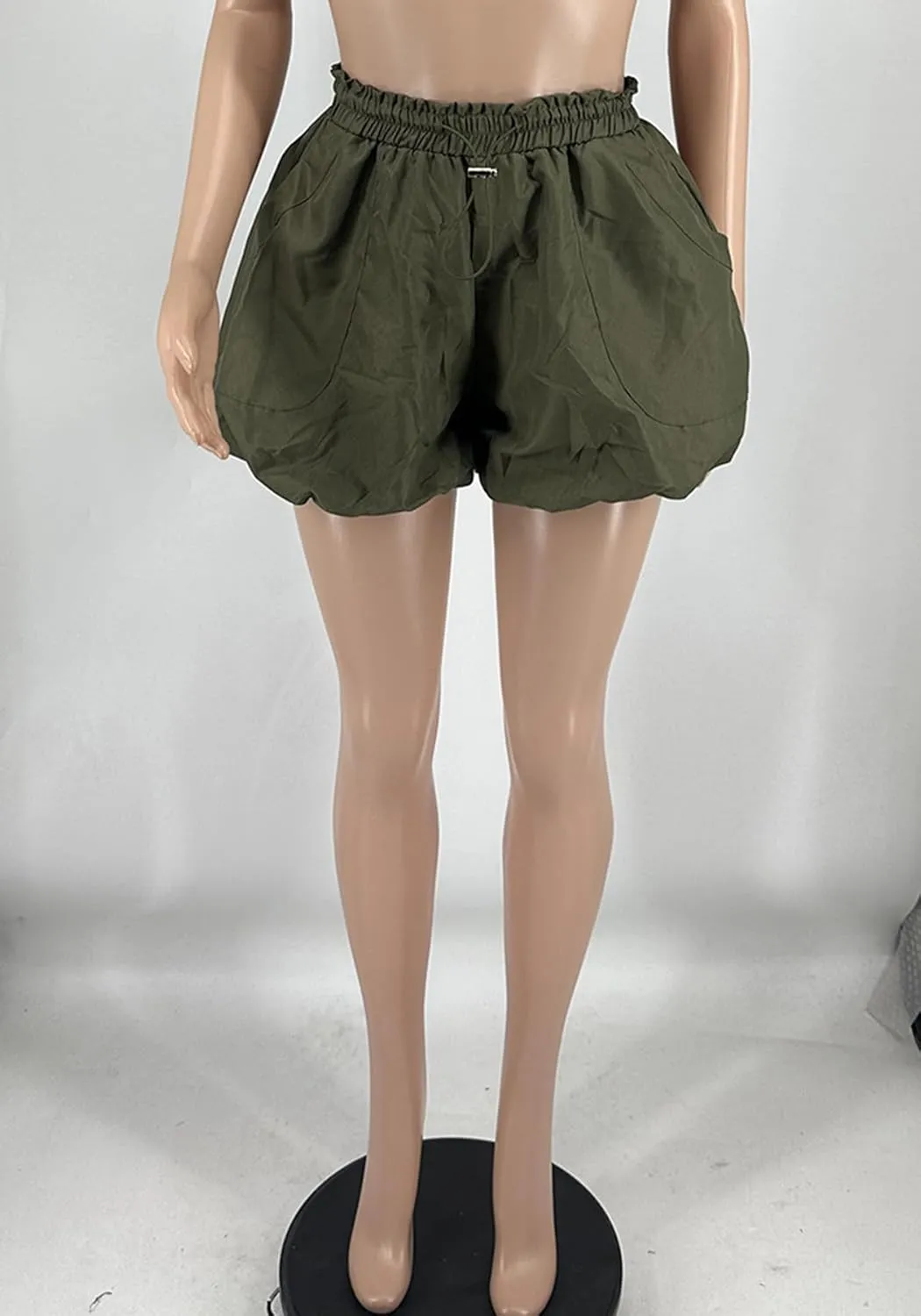 Molisry Women's 2024 Y2K Bubble Shorts High Waisted Workout Casual Puffy Drawstring Elastic Mini Shorts with Pockets