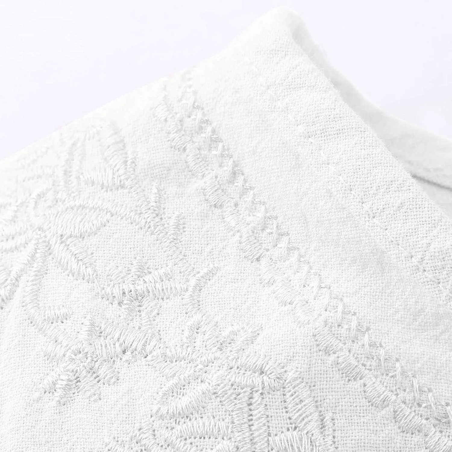Mzkdieey Women's Embroidered Blouse Cotton Linen Short Sleeve Peasant Boho Tunic Tops Casual Notch V Neck Loose Fit T-Shirt