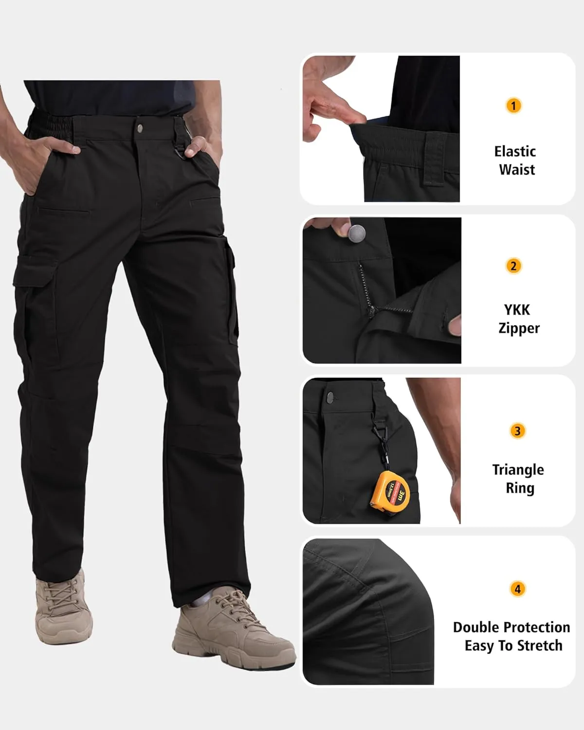 NATUVENIX Mens Work Pants Ripstop Tactical Pants for Men Lightweight Hiking Pants Men Water Resistant Cargo Pants Military