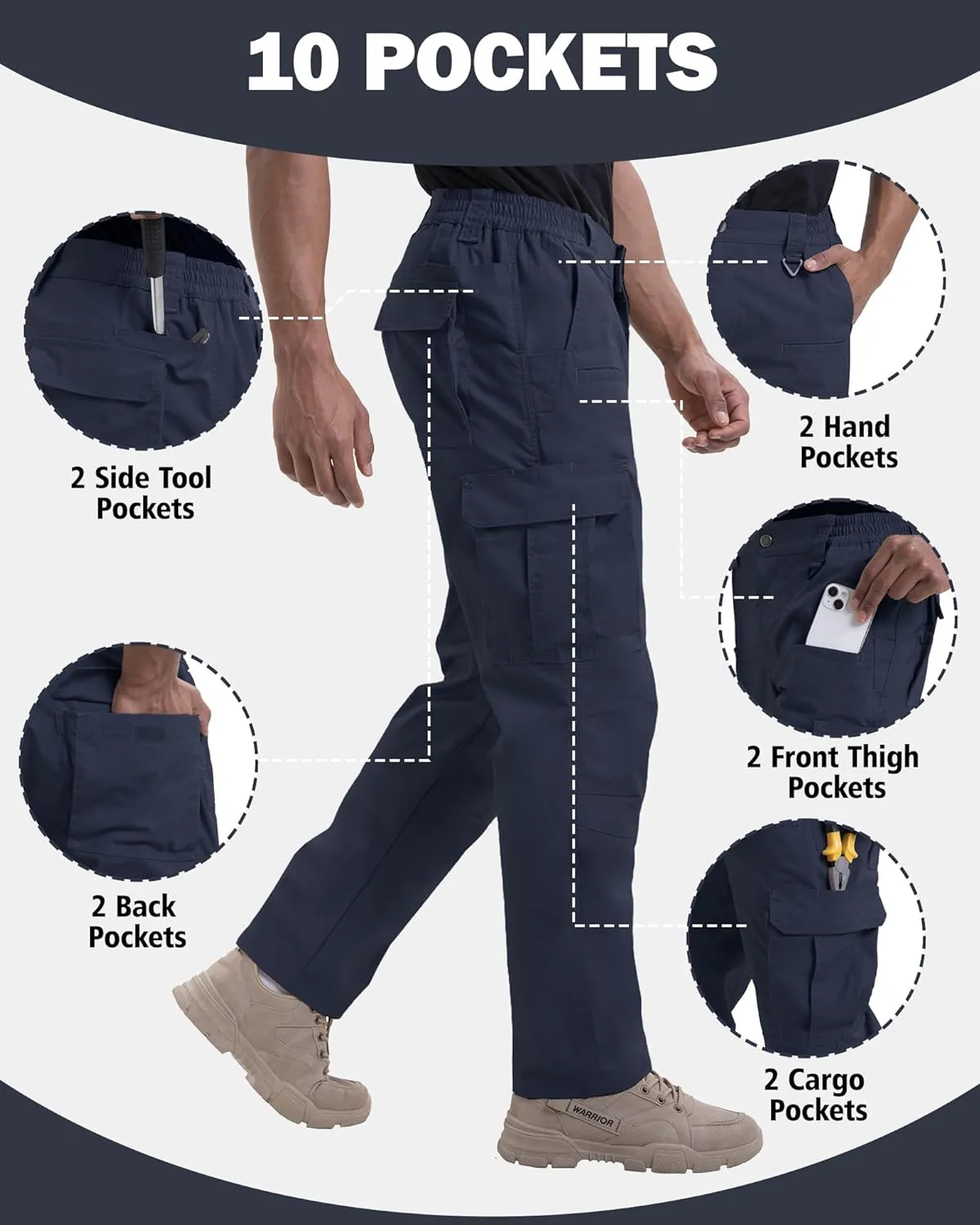 NATUVENIX Mens Work Pants Ripstop Tactical Pants for Men Lightweight Hiking Pants Men Water Resistant Cargo Pants Military