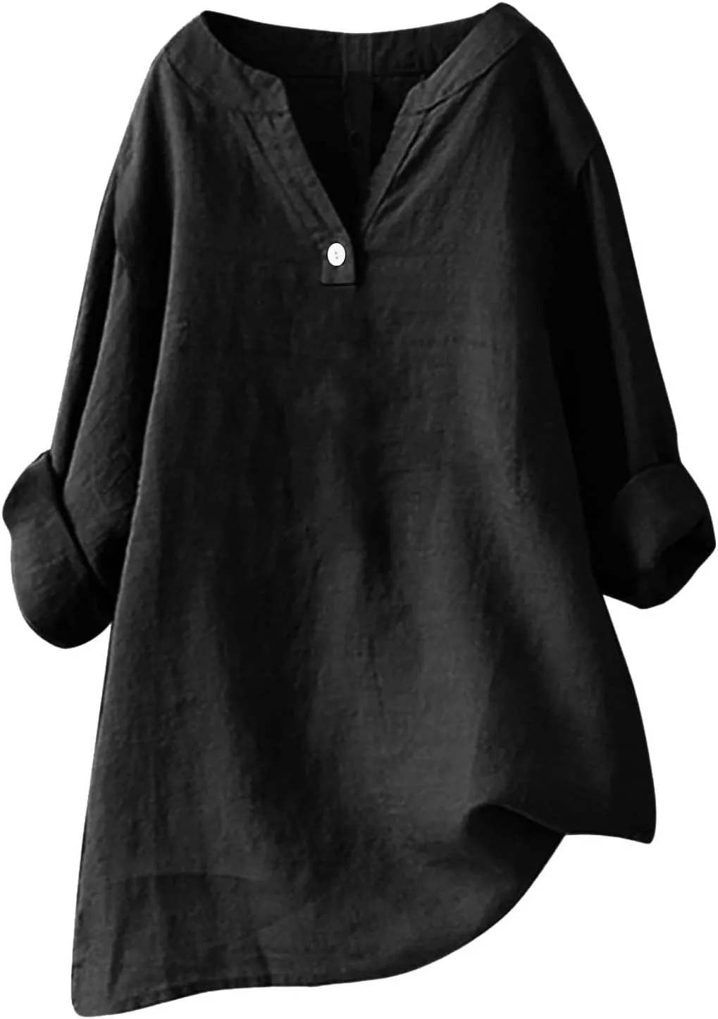 NBXNZWF Womens Cotton Linen Shirts 3/4 Sleeve Summer Loose Casual Tunic Button Down Office Work Lightweight Gauze Blouses