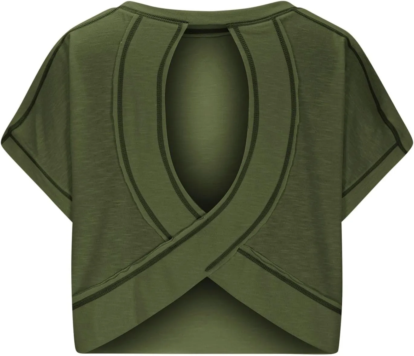 Open Back Tops for Women Criss Cross Cut Out Tee Backless Casual T Shirt Workout Yoga Athletic Gym Slouchy Crop Top