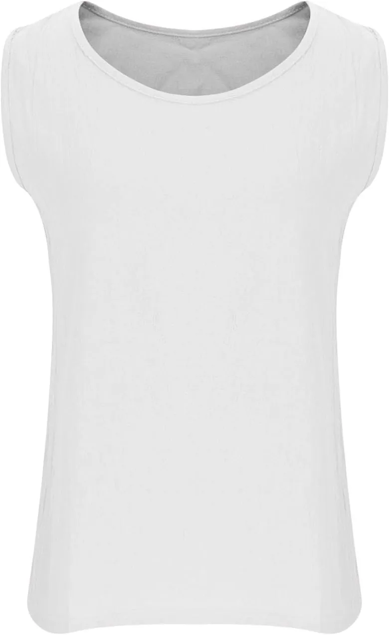 Oplxuo Cotton Linen Tank Tops for Women Loose Fit Sleeveless Round Neck Tee Shirts Summer Casual Flowy Blouses Tunic Tops