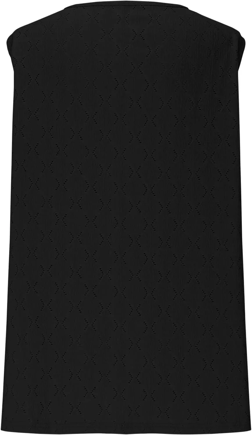 Oplxuo Plus Size Tank Tops for Women Loose Fit Flowy Sleeveless Scoop Neck Tunic Tops 2025 Fashion Summer Eyelet Shirts