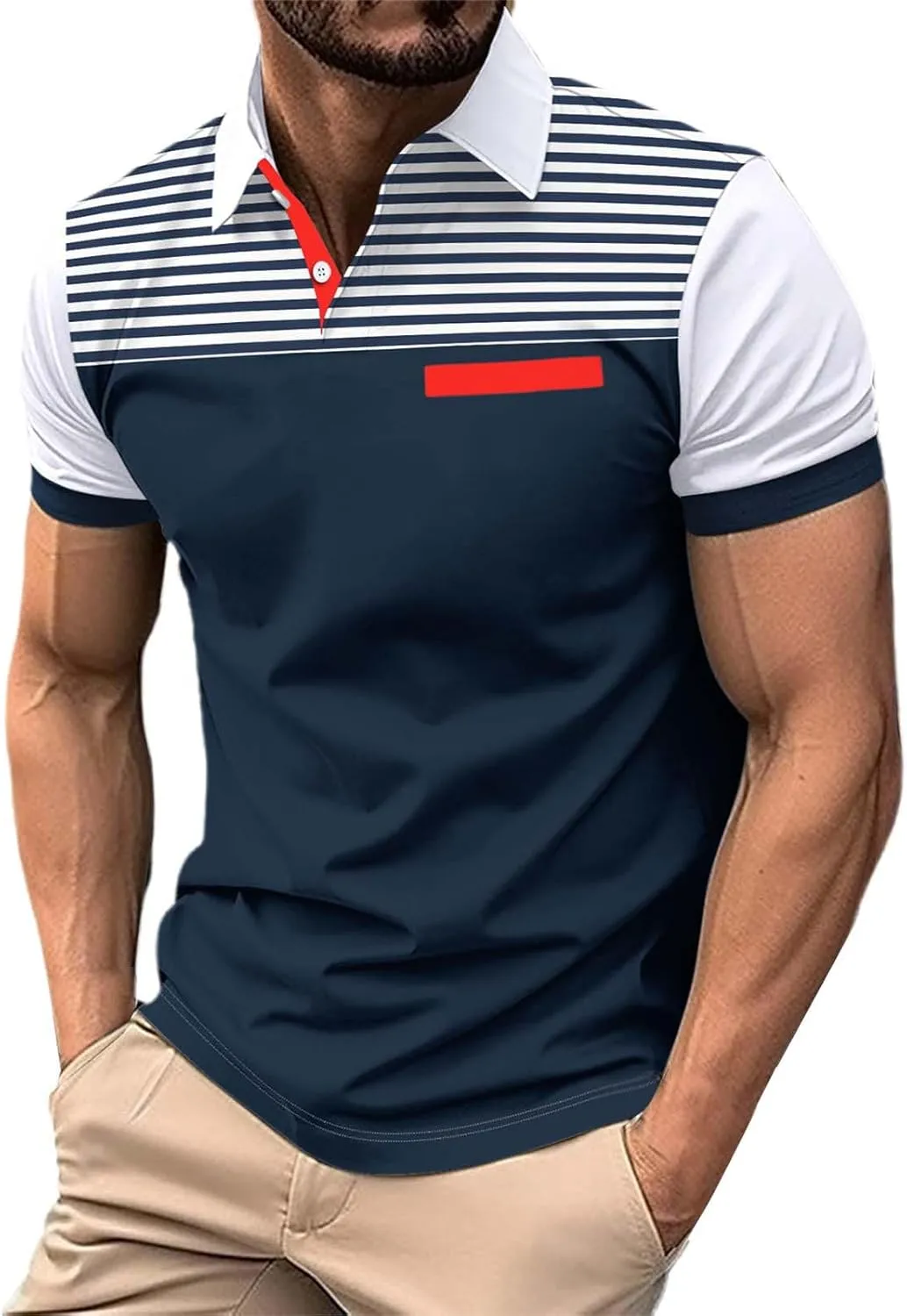 Pique Polo Shirts for Men Performance Short Sleeve Golf Shirt Quick Dry Moisture Wicking Regular Fit Collared T-Shirts